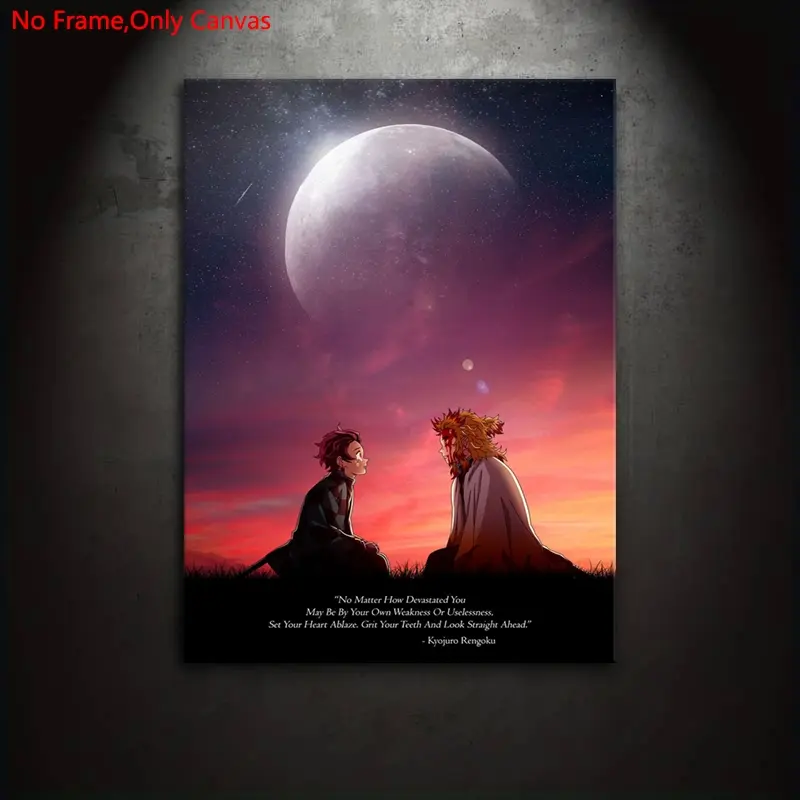 1 piece/set of frameless canvas print posters, Wall prints, Artwork, classic fantasy abstract art, Hanging Wall Art, Wall picture decor, Goodbye Rengoku Kyoujurou quotes, suitable for Japanese anime lovers, perfect gift for home wall decoration