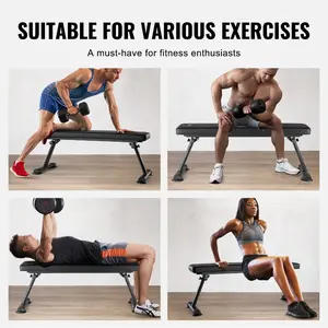 fathersdaygift VEVOR Flat Weight Bench, Foldable Strength Training Bench, Utility Workout Bench for Full Body Workout, 1000 LBS Press Bench for Home Gym Exercise, for Multi-Purpose Weight Training and Ab Exercises