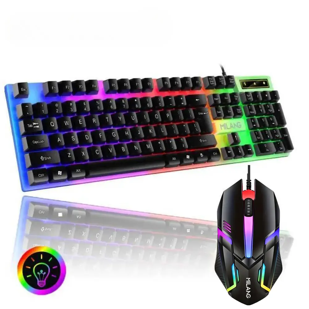 Wired 104-Key Ergonomic Gaming Keyboard and Optical Gaming Mouse Kit, Plug-and-Play Indoor Recreation Gear for Office, Home Use with Computers, Laptops, Desktops
