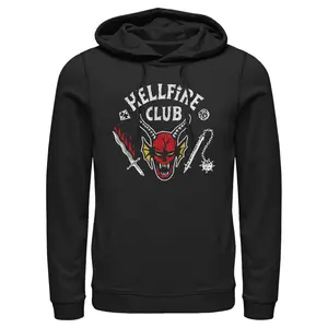 Stranger Things Men's Hellfire Club Graphic Pullover Hoodie Season 4 Officially Licensed Scary Stylish Sweatshirt