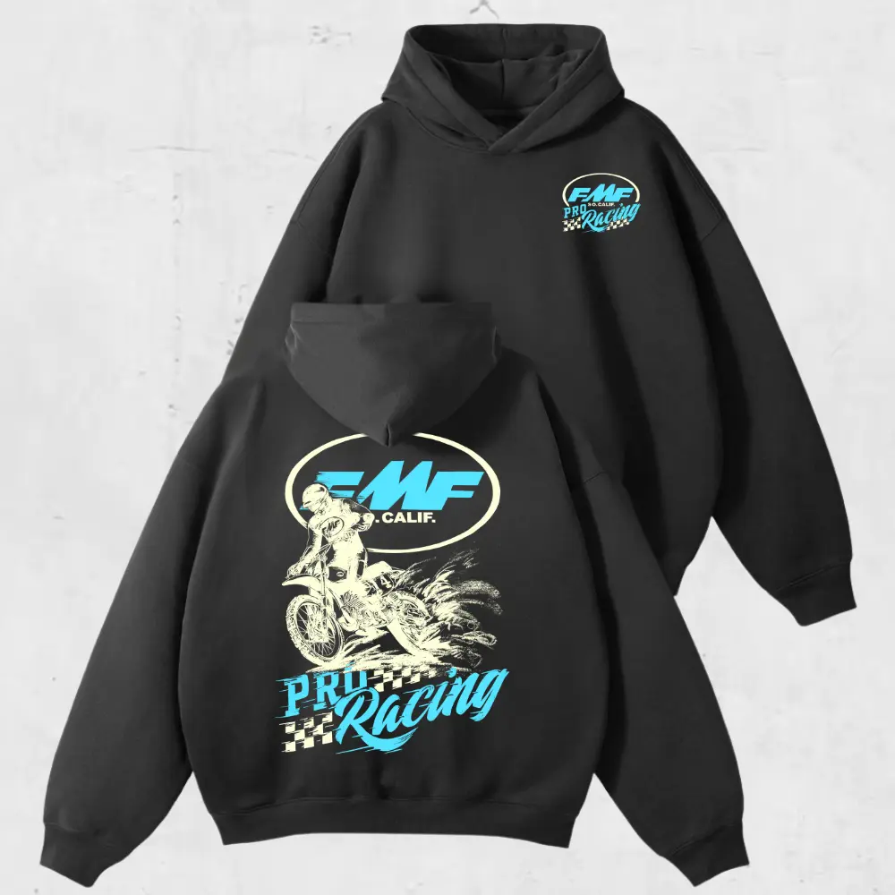 Vintage FMF Pro Racing Hoodie, Retro Motocross Graphic Hooded Sweatshirt, Dirt Bike Rider Pullover, Off Road Racing Apparel, Heavy Blend Fleece Hoodie Gift for Men Women