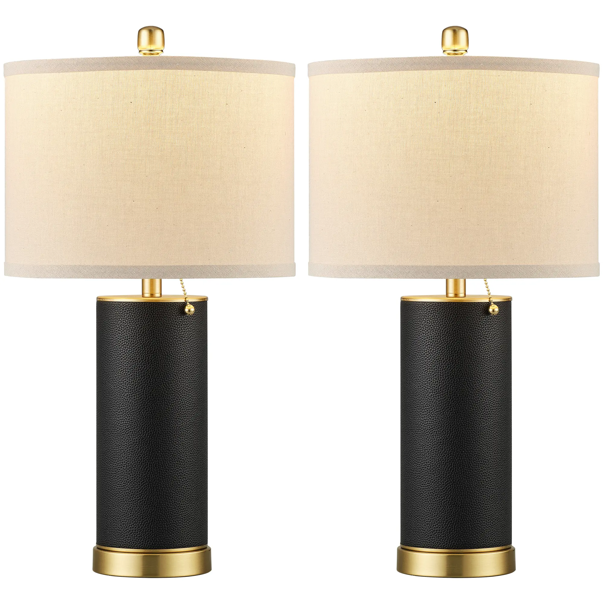 KDG 23.4" PU Leather Table Lamps Modern LED for Living Room Set of 2, Home Decor Fabric Lampshade Desk Lamp E26 Socket Lighitng for Bedroom, Bedside, Farmhouse, Nightstand, Night Light (Bulbs Not Included) #Summervibes