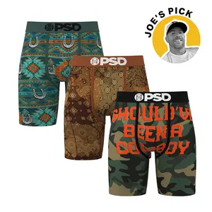 PSD Underwear x Joe’s Pick - Men’s Western Boxer Brief 3-Pack, TikTok Exclusive Bundle, Standard Length 7 Inch Inseam, Soft and Breathable Poly Blend Fabric