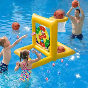 Summervibes Inflatable Pool Game Set – Target Toss & Basketball Game – Party Game, Family Fun & Outdoor Gathering Activity | Fun for Kids, Teens & Adults