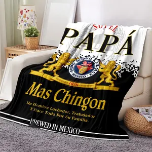 Papa Letter Print Soft Blanket, 1 Count Casual Soft Throw Blanket, Air-conditioned Room Blanket, Warm Nap Blanket for Home Office Travel Camping