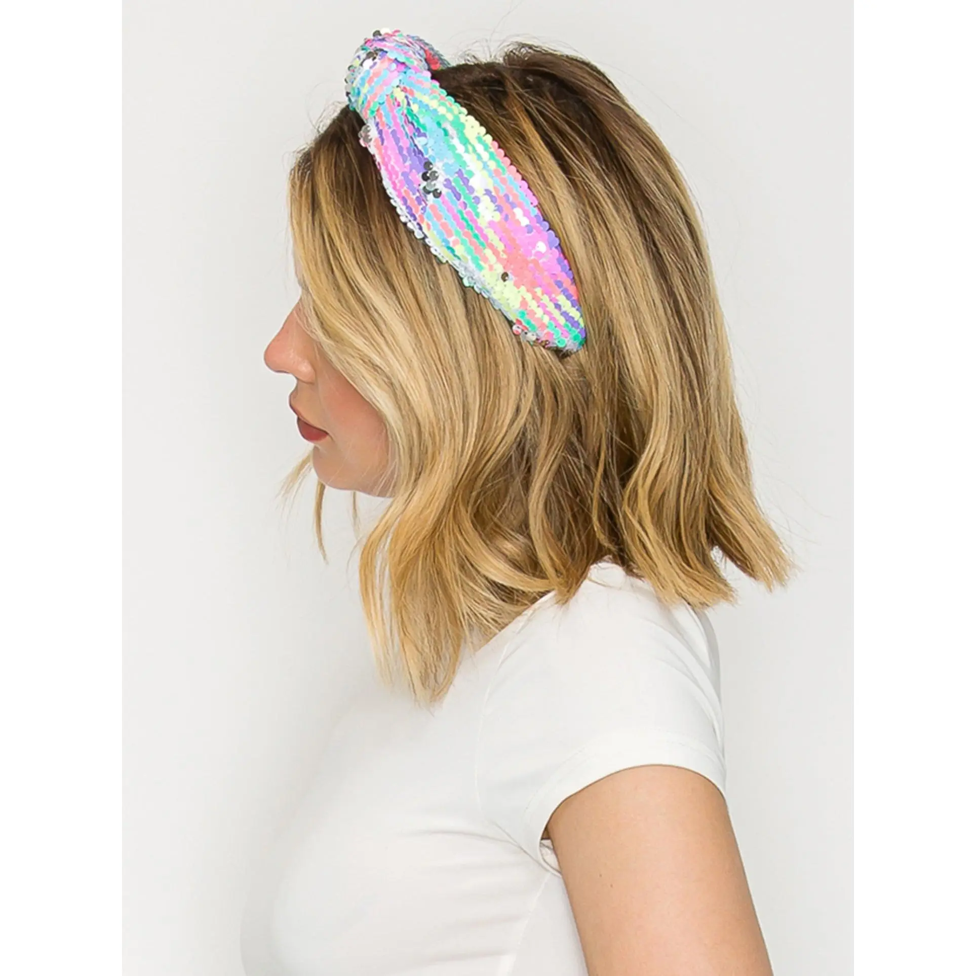Hailey Colorful Multi Theme Colorway Sequin Top Knotted Headband