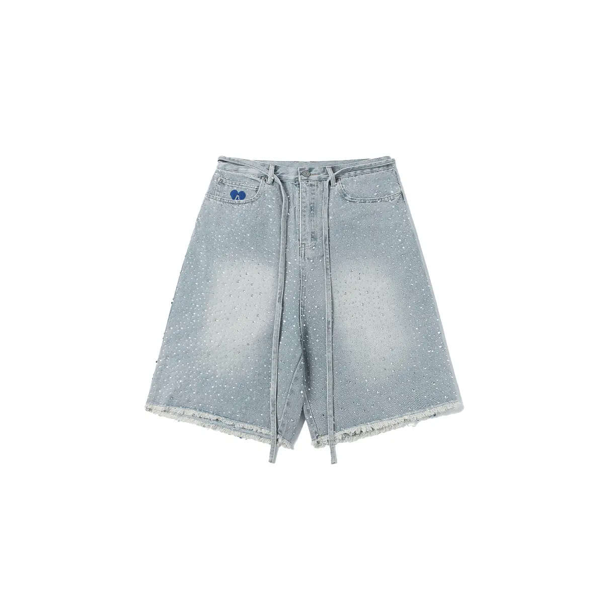 Aelfric Eden Men's Rhinestone High-Waist Oversized Cotton Denim Shorts with Pockets - Chic Streetwear Clothing Bottom, Casual Vintage Jorts, Summer Father's Day Gifts, Loose, Clothes, Style, Fit, Cute, Mens Clothing, Preppy, Baggy Jorts