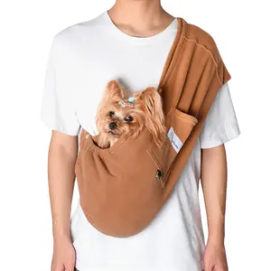 KHAKI Dog Sling Carrier, Pet Sling Carrier, Large Bonding Sling Handsfree Carrier Pouch for Small Pets - Soft & Secure Design for Chinchillas, Hedgehogs, Rats, Sugar Gliders, Guinea Pigs & More. Dog Sling, Cat Pouch.puppy carrier, cat leash,dod leash