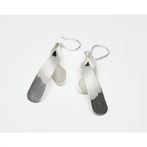 Brushed and Shiny Sterling Silver Teardrop Earrings