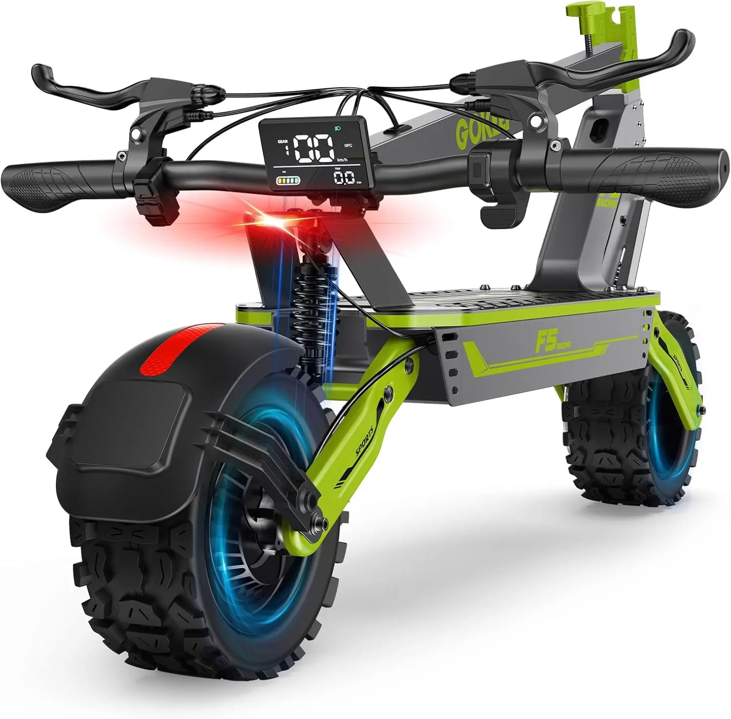 Electric Scooter, 1500W Peak Power Adults Folding Scooter, Top Speed 34mph, 52V/20ah Large Capacity Battery, Up to 43 Mile Long Range, 11 Inch Off-Road Fat Tires, Off-Road & Commuter Scooter