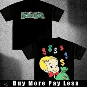 Funny Money Richie Rich T-Shirt – Cartoon Money Graphic Tee, Retro Y2K Streetwear, Trending TikTok Top