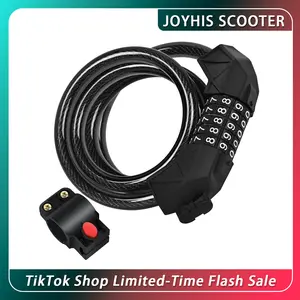 JOYHIS Bike Lock Cable with Combination,High Security 5-Digit Resettable Combination Bicycle Lock Duty Anti Theft,for Electric Bike, Escooter, Motorcycle,Door