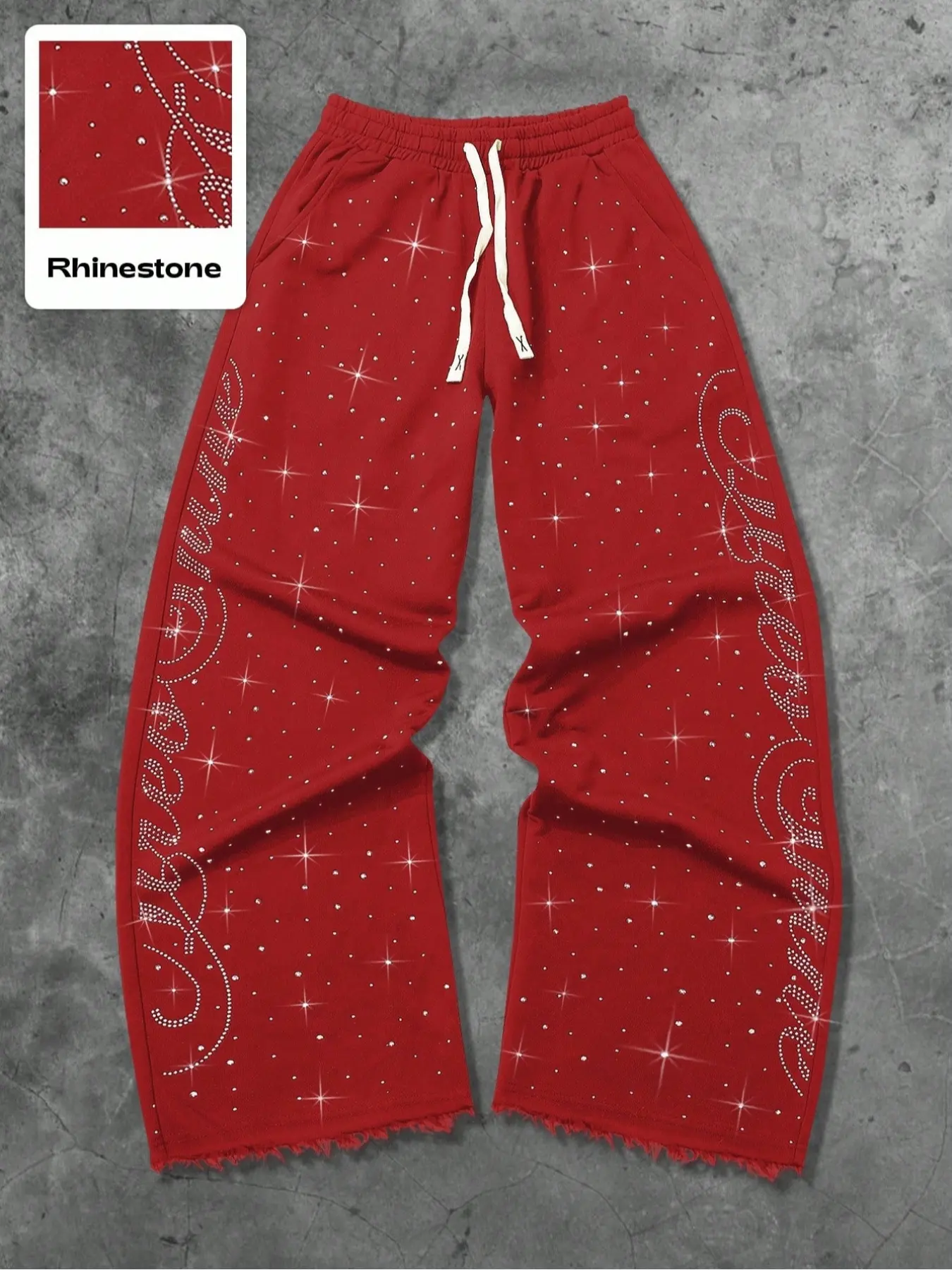 Men's Street Style Straight Leg Sweatpants, Casual Streetwear Trousers, Design Sense American Fashion Rhinestone Embroidery, Unisex Casual Comfy All Purpose Pants for Daily Wear, Chic Comfy Pants, Casual Summer Bottoms, Chill Casual Pants