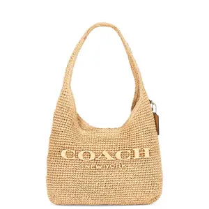 Coach Refined Weave Straw Brooklyn Shoulder Bag 28 in Natural
