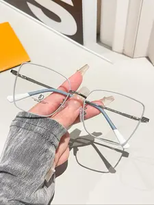 Metal Frame Spring Legs Blue Light Blocking Glasses, Metal Frame Eyeglasses, Stylish Protective Glasses, High Aesthetic Fashion Trendy Rubber Feet Pads, Dual Color Comfortable Design, High Quality Eyewear, Trendy Frames