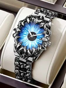 Men's Quartz Watch with Cat Eye Dial, Fashion Business Calendar Watch, Night Glow Function, Luminous Fashionable Watch, Perfect for Valentine's Day, Father's Day, Halloween