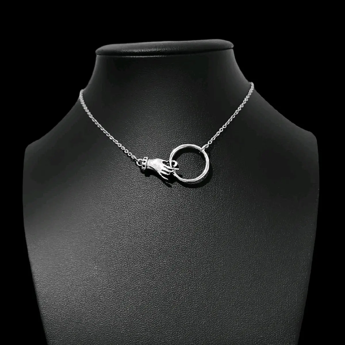 Silver Hand Karma Loop Choker Necklace