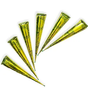 100% Natural and Pure Henna Cone or tube, Ready to use paste Cone for Reddish Brown Hair Color, Chemical free, Long-lasting, No additives, Henna Hair Dye, Spot hair coloring, Temporary Tattoo Paste, Indian Body Art Painting, (Pack of 6)