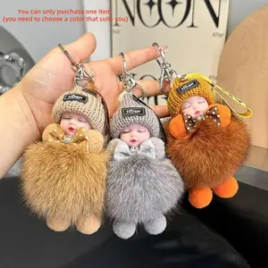 Cute Sleeping Doll Soft Keychain Pendant, New Style Couple Bag Plush Birthday Gift Decoration, Fashionable Accessory for Men & Women, Keychain For Bags