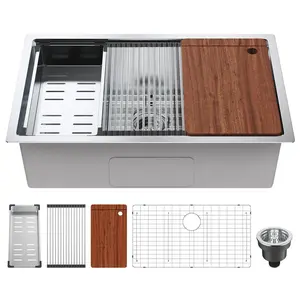 【Summervibes】VEVOR Kitchen Sink, 304 Stainless Steel Drop-In Sinks, Undermount Single Bowl Basin with Ledge and Accessories, Household Dishwasher Sinks for Workstation, RV, Prep Kitchen, and Bar Sink, 30 inch