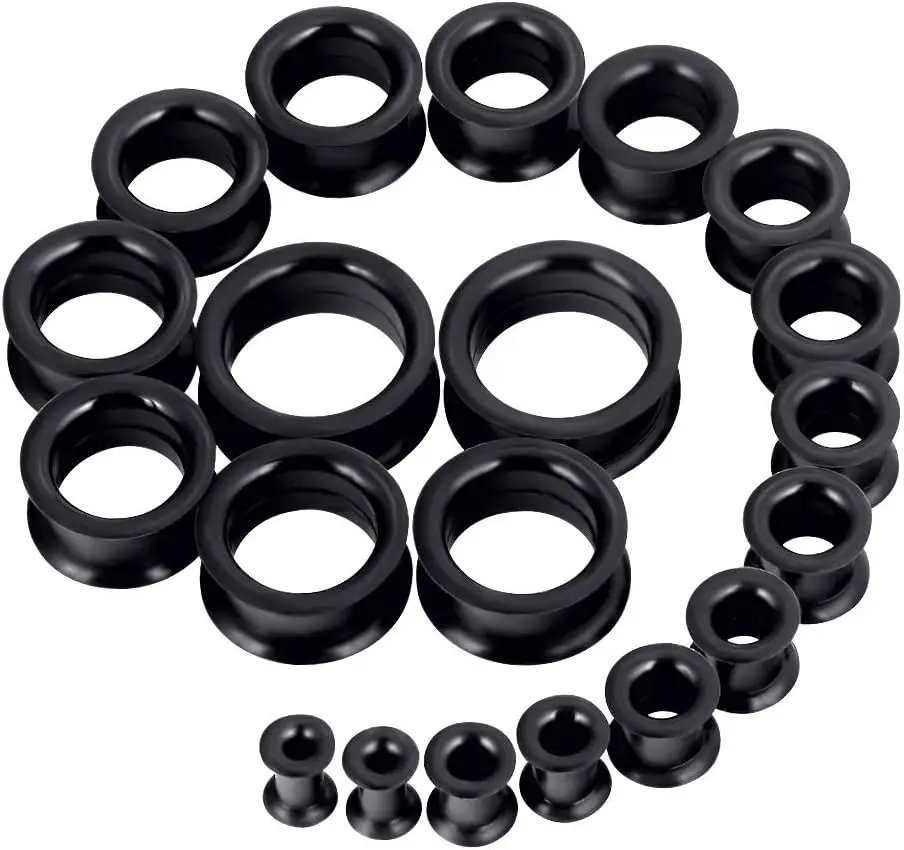 20pcs Tunnels Kit 2g-1" Silicone Ear Skin Gauges Plugs Ear Expander Stretching Set, Ear Jewelry, Ear Stretcher Kit