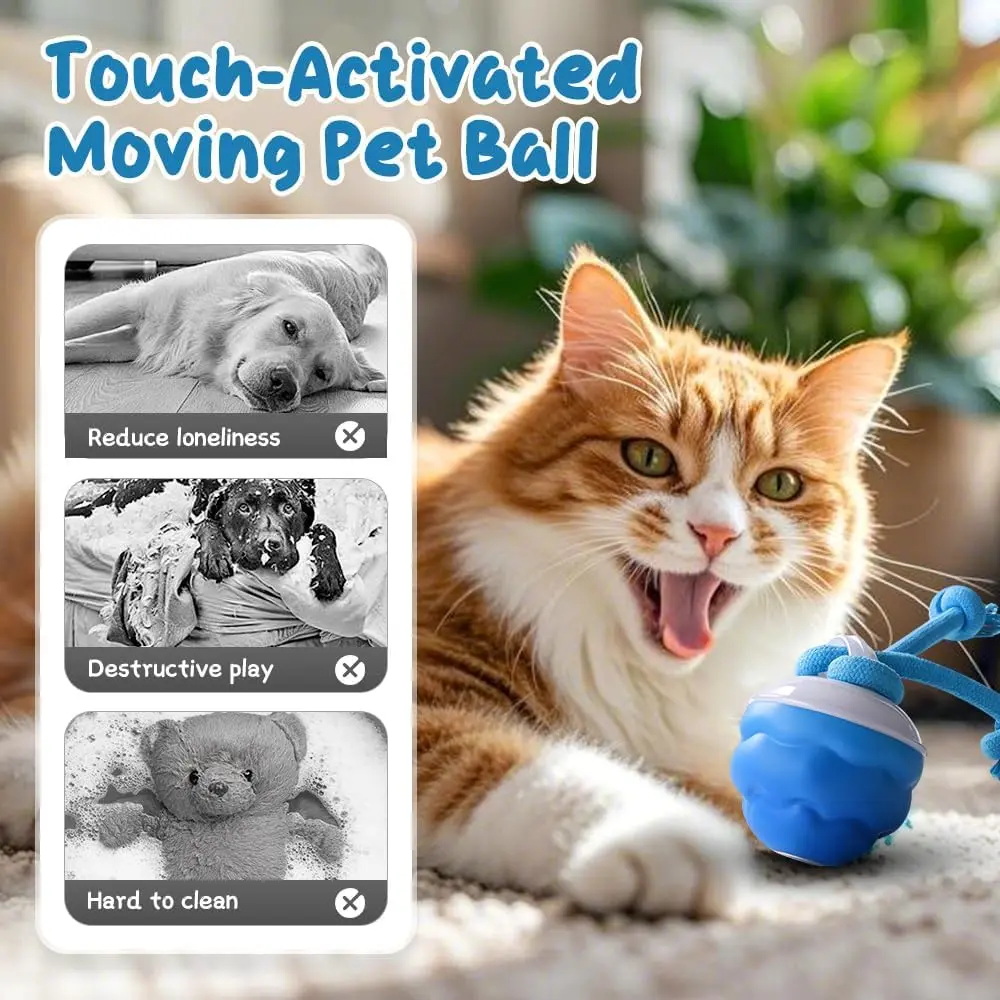 Cool dog stuff,interactive Dog Toys with Motion Activated, Squeaky Dog Toy Active Rolling Ball, Ball for Daily Training,Used for small dogs and cats , pet accessories, cute pet toys(2.95*2.95*4.33inch)