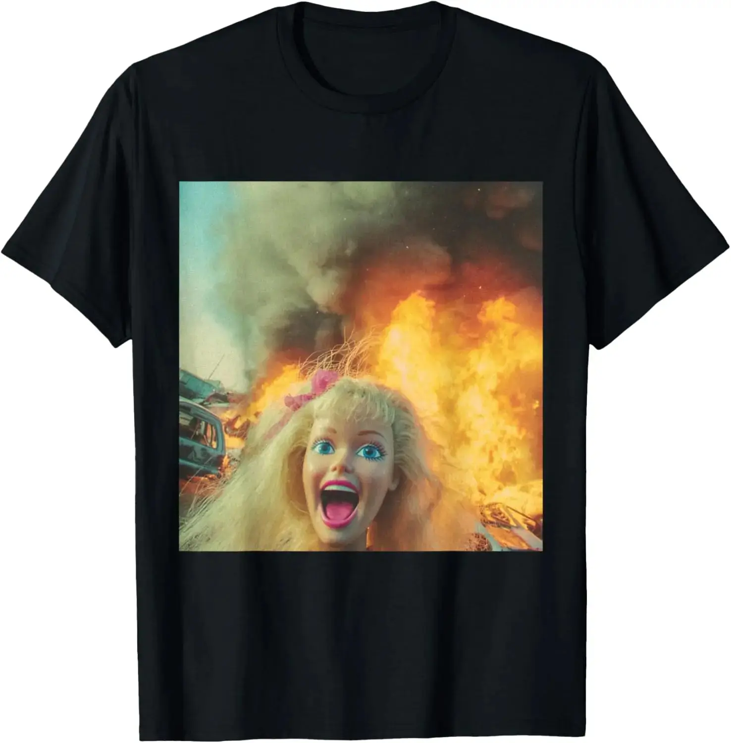 Women's 100% Cotton Short-Sleeve Casual T-Shirt, Unisex Funny Disgusting Doll Face Meme Apparel, Everyday Comfortable Fabric, Shortsleeve, Printed