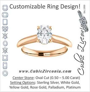 Cubic Zirconia Engagement Ring- The Ursula (Customizable Oval Cut High-Set Solitaire)