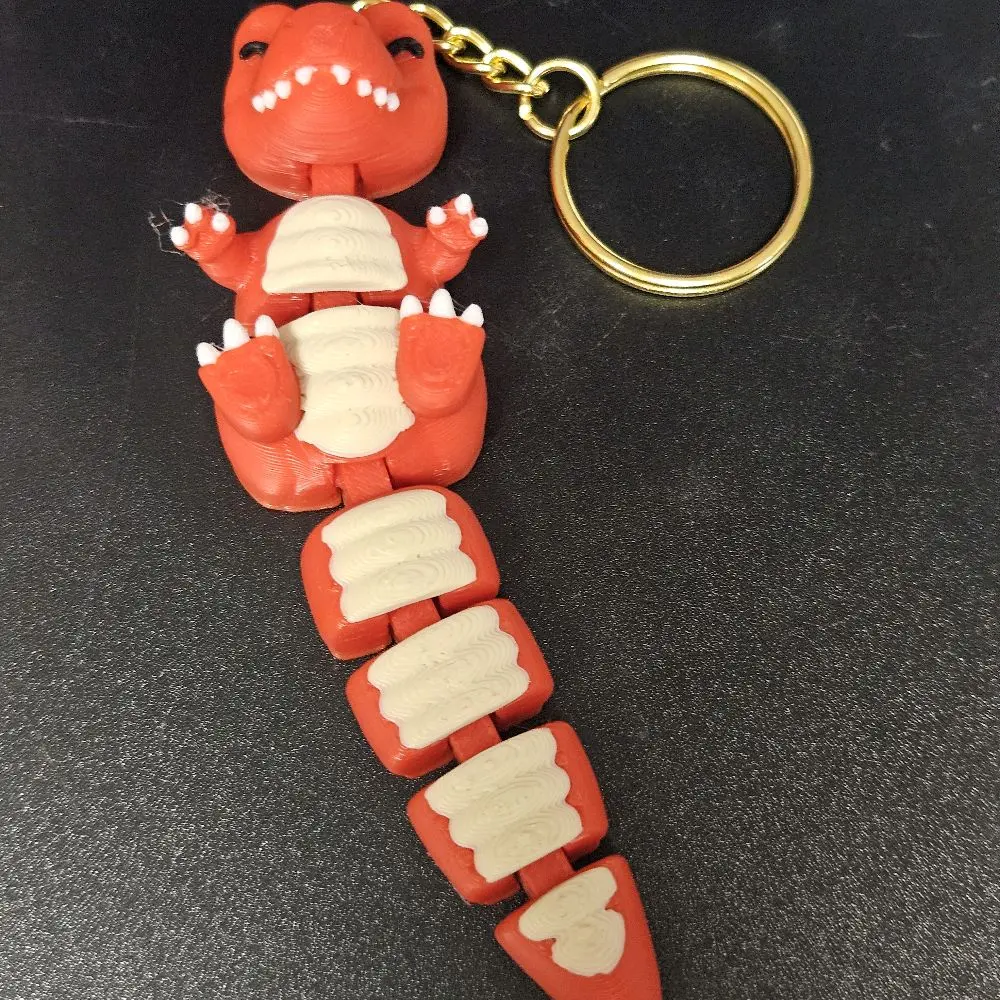 3D Printed Dinosaur Shaped T-Rex Keychain, Chain-Attached Animal-Inspired Mascot Figure Keychain for Fashion & Costume Jewelry Accessories, 3D Printed Keychains, Mascot Figure Keychains