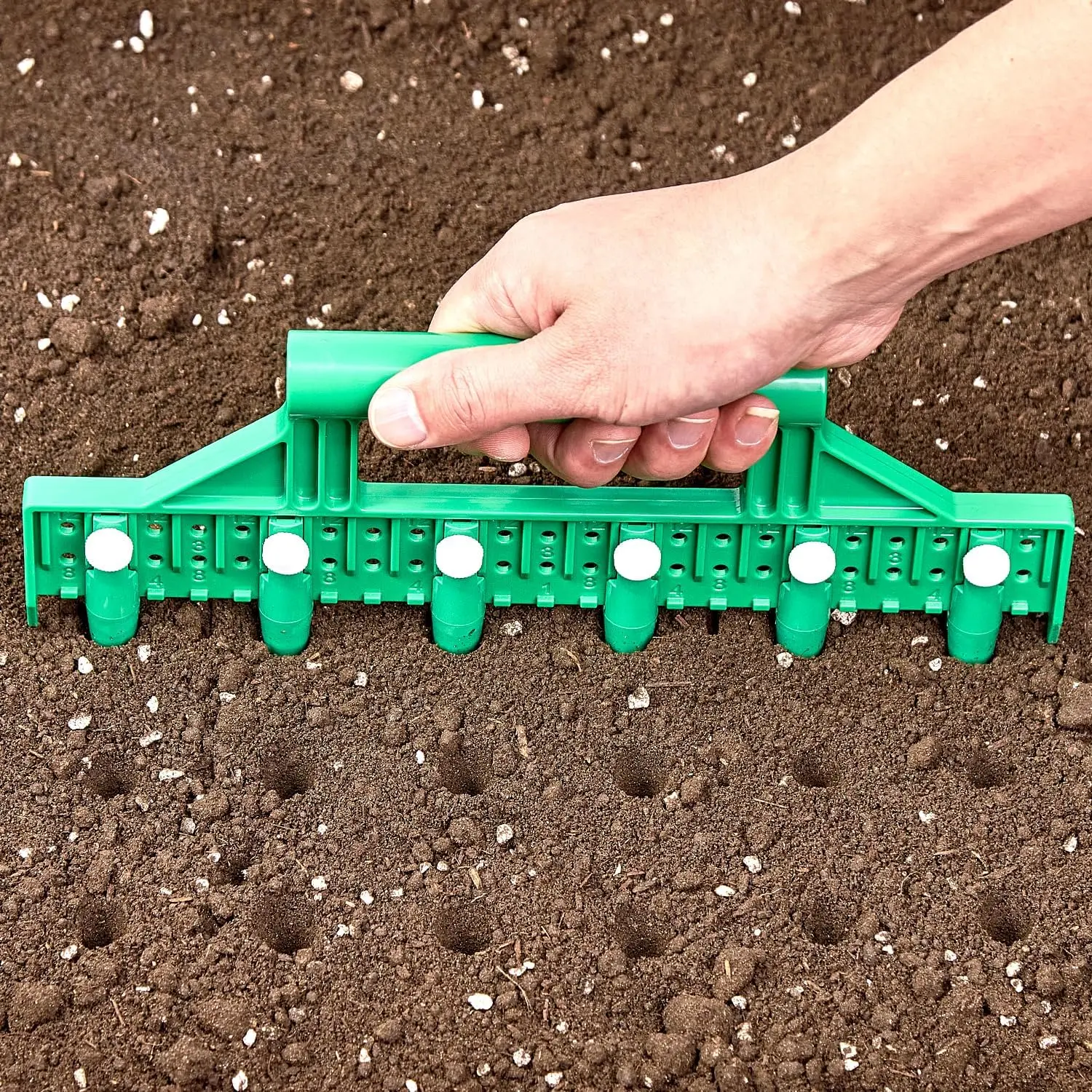 Seed Dibber Tool, Multifunctional Garden Seed Spacer for Planting, Soil Digger & Row Marker Tool for Creating Evenly Spaced Seed Rows