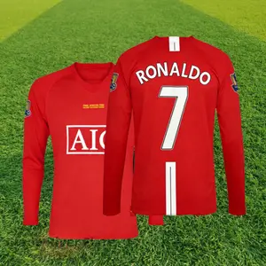 07-08 Champions League Manchester United Retro Long Short Sleeve NO.7 Cristiano Ronaldo Soccer Jersey