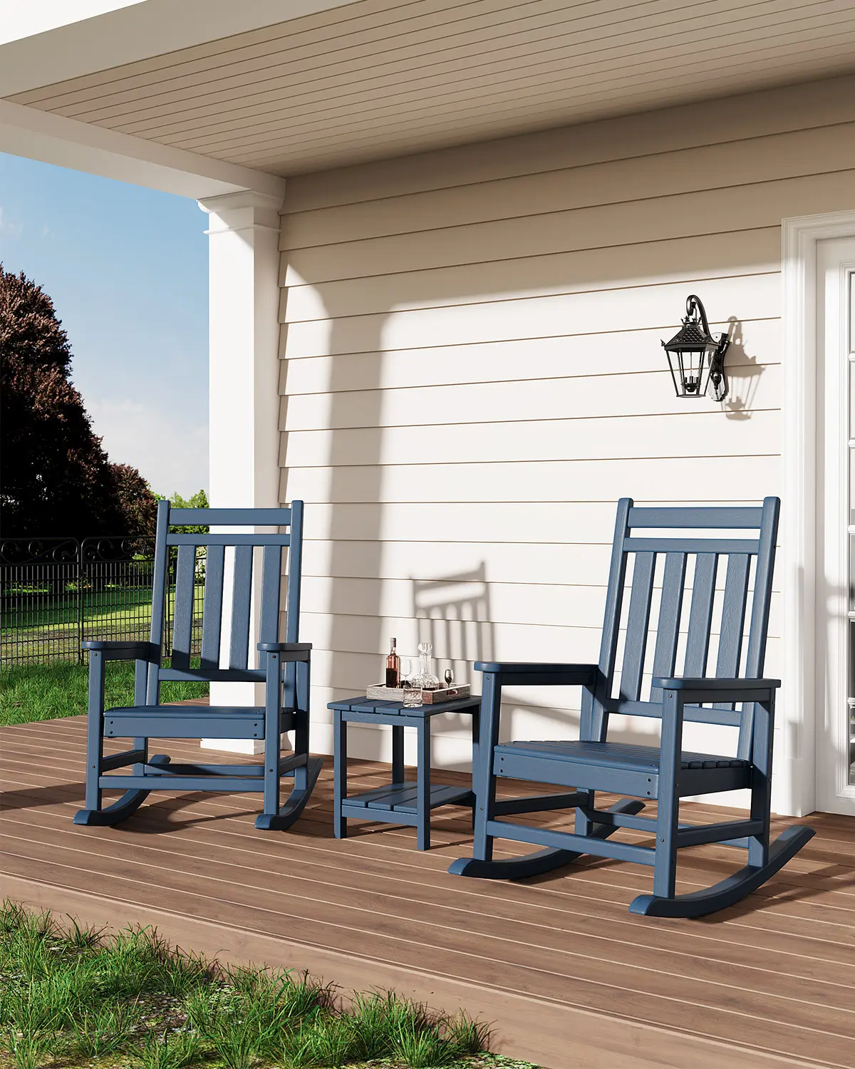Garvee Weather Resistant 2-Tier Patio Side Table – Outdoor HDPE Adirondack End Table – 18" Square, Durable for Porch, Deck, Poolside, Backyard, Indoor & Outdoor – White