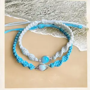 Opal Macrame Bracelet - White or Aqua Blue Macrame bracelet