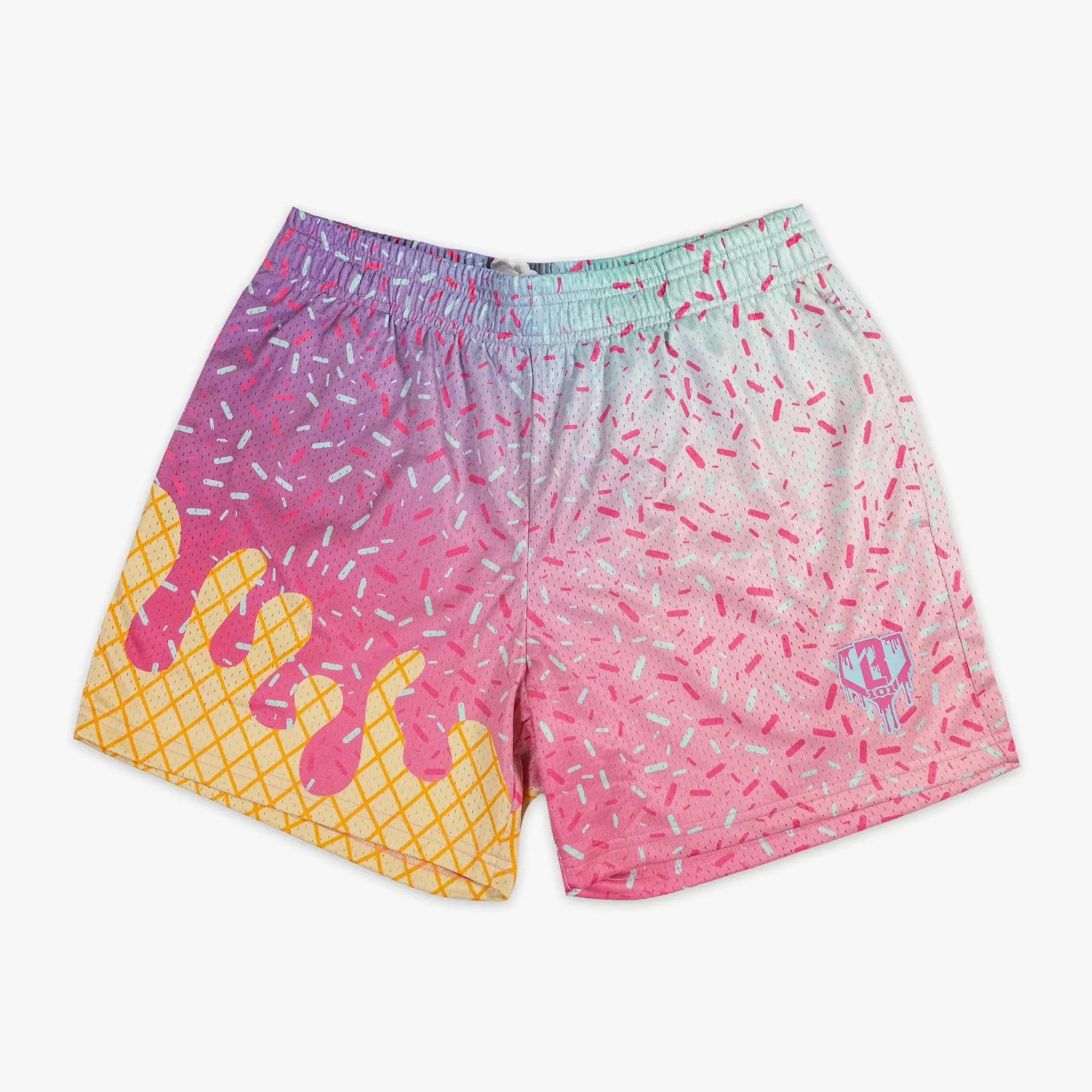 Baseball Lifestyle 101 Brand - Ice Cream Frosted Youth Mesh Shorts for Youth & Adults | Lightweight & Breathable Summer Sports Shorts for Casual & Outdoor Style for Women & Men | Baseball Training, Gym & Everyday Activewear | Perfect Gift for Him