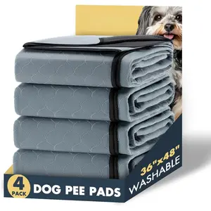 Washable Pee Pads for Dogs,4 Pack  Puppy Pads for Dogs,36x48 Non-Slip  Pet  Pads for Crate, Playpen, Bed, Sofa,Whelping Box, Potty