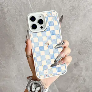 Blue Checker Magnetic Snap Case for iPhone 17/16 Pro Max 15 Pro 14 13 12 Mini 11 XR XS Plus SE Shockproof Slim Protective Cover