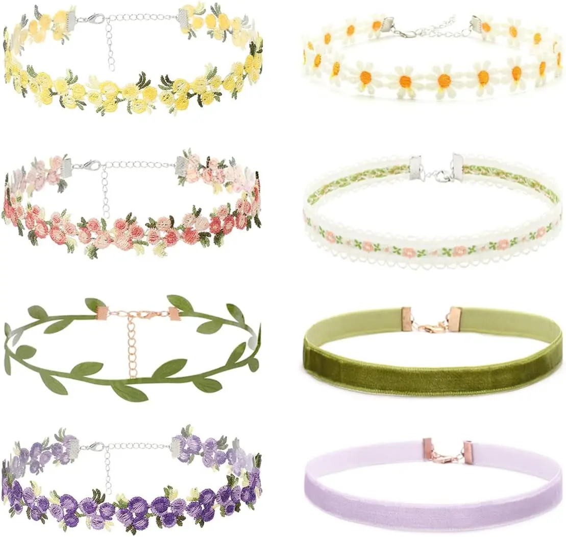 Black Choker Necklace Set  Lace Choker Daisy Gothic Punk Classic Choker