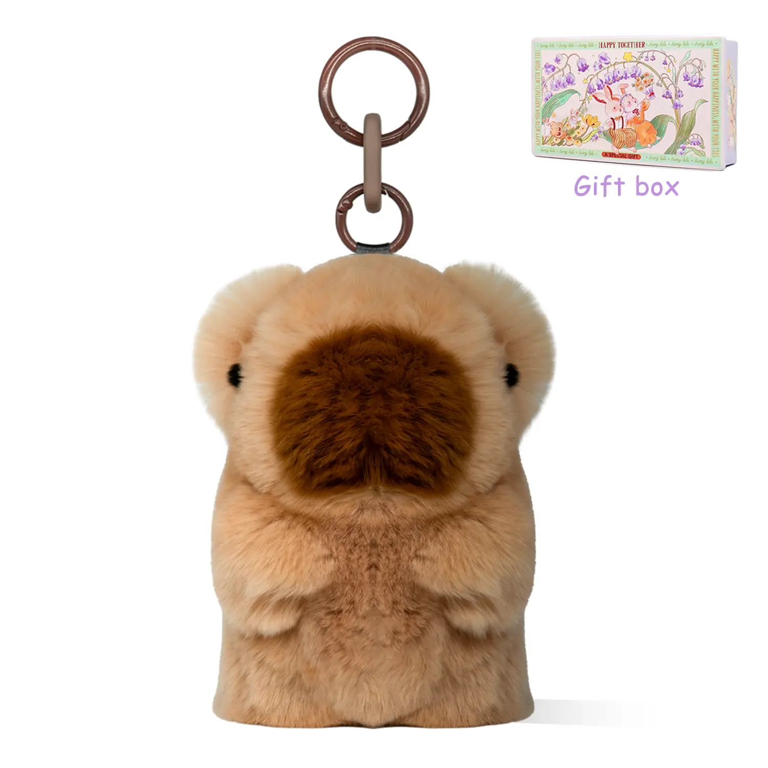 BunnyLulu Handmade Cute Plush Animal Charm Set for Girls with Gift Tin - Fluffy Capybara, Ducky, Bear & Avocado Pendants, Handmade Keychain, Keychain Pendant, Animals, Gifts For Girly Girls, Gift-Ready