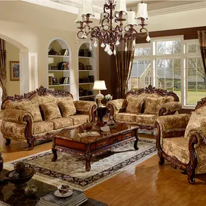 European-style Sofa 123 Combination Living Room Solid Wood Frame, Classic Luxury 1/2/3 Seater Matching Sofa Set, High-End European Traditional Furniture for Home Living Room