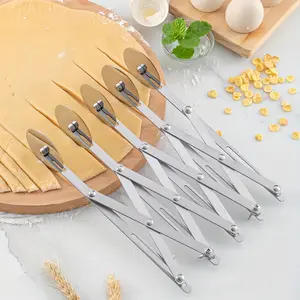 1pc of 3-Wheel/5-Wheel/7-Wheel Stainless Steel Retractable Pizza Slicer, Adjustable-Wheel Pastry Pasta Cutter, Bread Dough Divider, Pizza Cutter Cutting Tool, Kitchen Baking Tool, Suitable for Family Dinners, Parties, Graduation Season