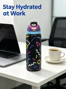 owala 40oz Vacuum Insulated Tumbler with Fun 90s Abstract Pattern, BPA-Free Flip Top Lid, Reusable Eco-Friendly Water Bottle for Work, Gym & On-the-Go