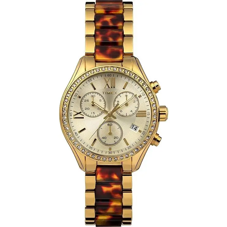 Timex Classic Chronograph Quartz Gold Dial Ladies Watch TW2V74800