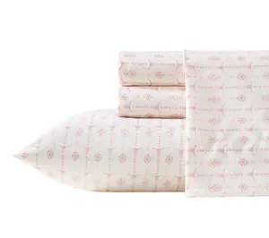 Wrangler Steer Head Stripe Ivory/Pink Microfbr Twin Sheet Set