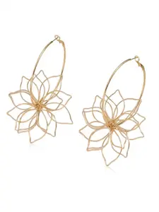 Boho Floral Dangle Hoop Earrings for Women, Hollow Out Iron Wire Design, Perfect Party Gift, Summer Fashion Accessory