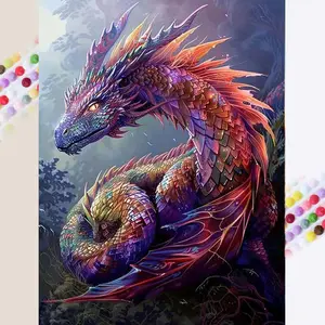 1 set of DIY diamond painting kit, 5D diamond art kit, DIY decoration colored dragon patterns mosaic, diamond art, DIY art home decoration, suitable for Christmas.