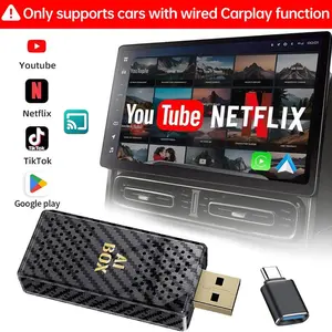 【FIFA World Cup 2026】Yurnlv Mini Al Box -Streaming Netflix/Youtube/Tiktok/Google Play/Screen Mirror to your car! 4 in 1 Wireless CarPlay and Android Auto Adapter suitable for Factory wired CarPlay Cars