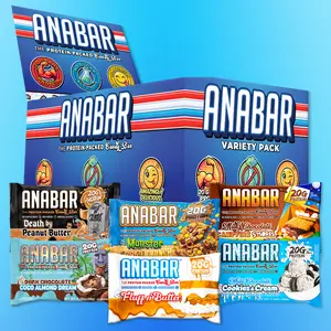 Anabar Variety Pack - 12 Pack/6 Flavors - Best Tasting Protein Bar With 20g Protein & No Sugar Alcohols - Candy Bar Flavor With Protein Bar Nutrition - Snack