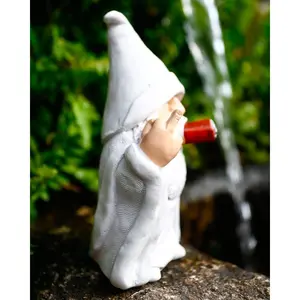 Funny Smoking Wizard Gnome Figurine - Middle Finger Thumbs Up Design, Resin Outdoor Garden Statue for Lawn, Yard, Balcony, Porch - No Batteries Needed, Mothers Day Gift Idea, Balcony Decoration | Whimsical Decor | Detailed Craftsmanship, Gn