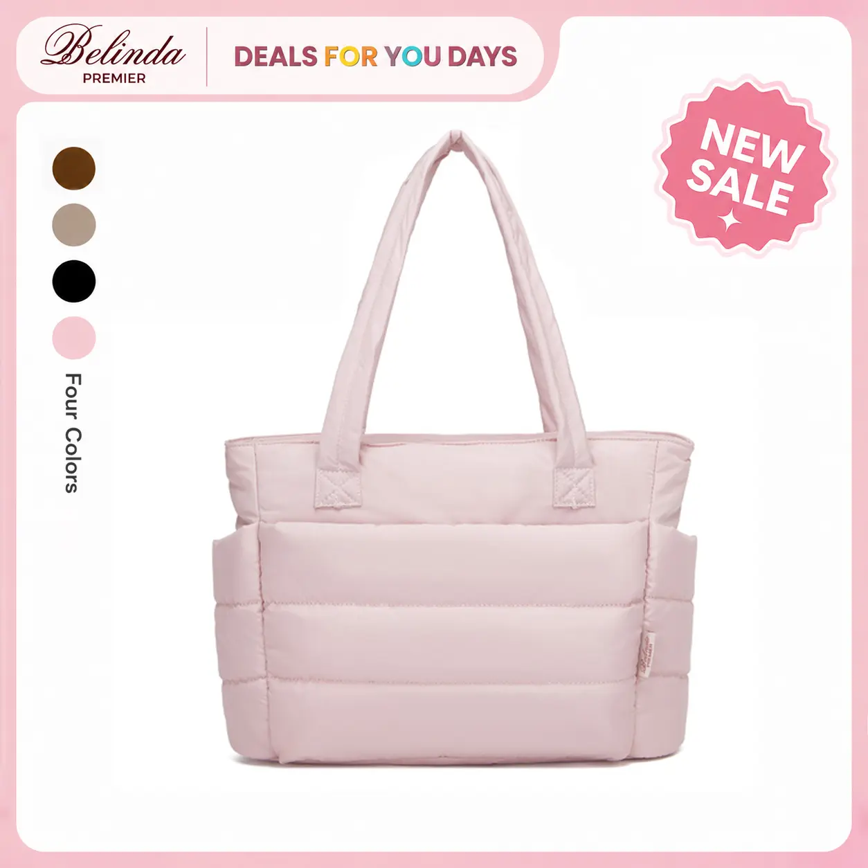 BELINDA Puffy Bubble Tote Bag for Women Commute Laptop Gym Bag Tote Bag, Lightweight Versatile Tote with Multiple Compartments for Travel & Work Organize Zipper Closure Durable Quilted Tote bag Travel Bag