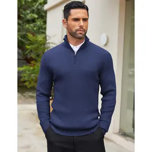 COOFANDY Herren Rollkragen Pullover Quarter Zip  Pullover Strickpullover Winterpullover Turtleneck Sweater Pulli Arbeitspullover Warm Langarmshirt